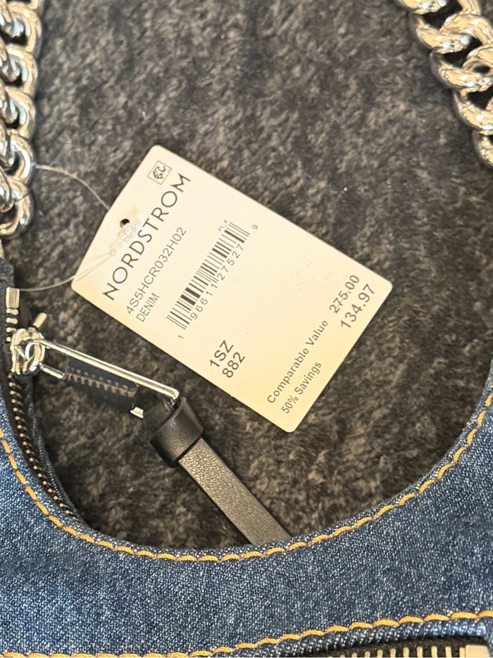 NWT Marc Jacobs Denim Crescent Shoulder Bag with Chain Strap - Picture 8 of 8